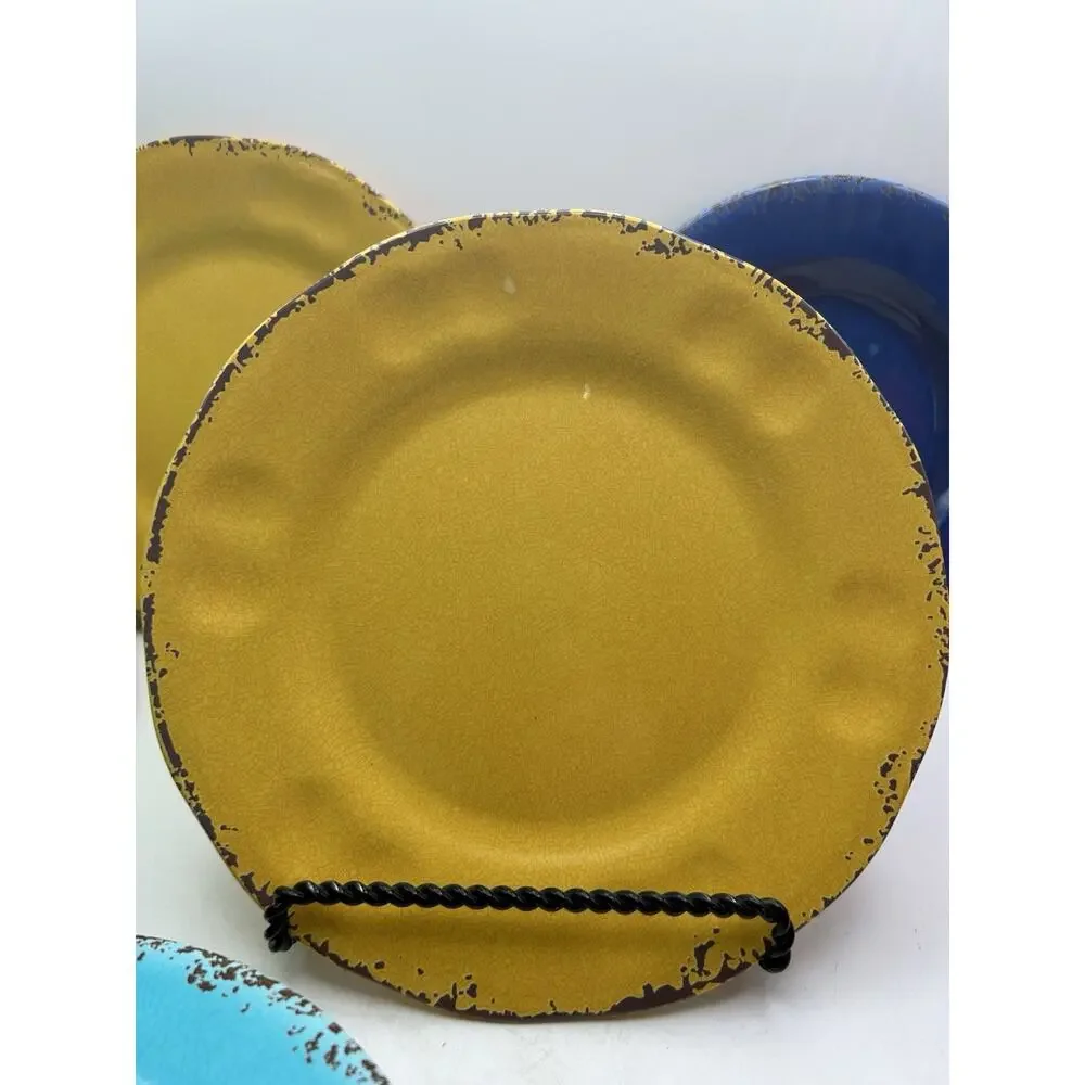Pier 1 Carmelo Beautiful Colors Melamine Rustic 8.5” Plates Set of 10.